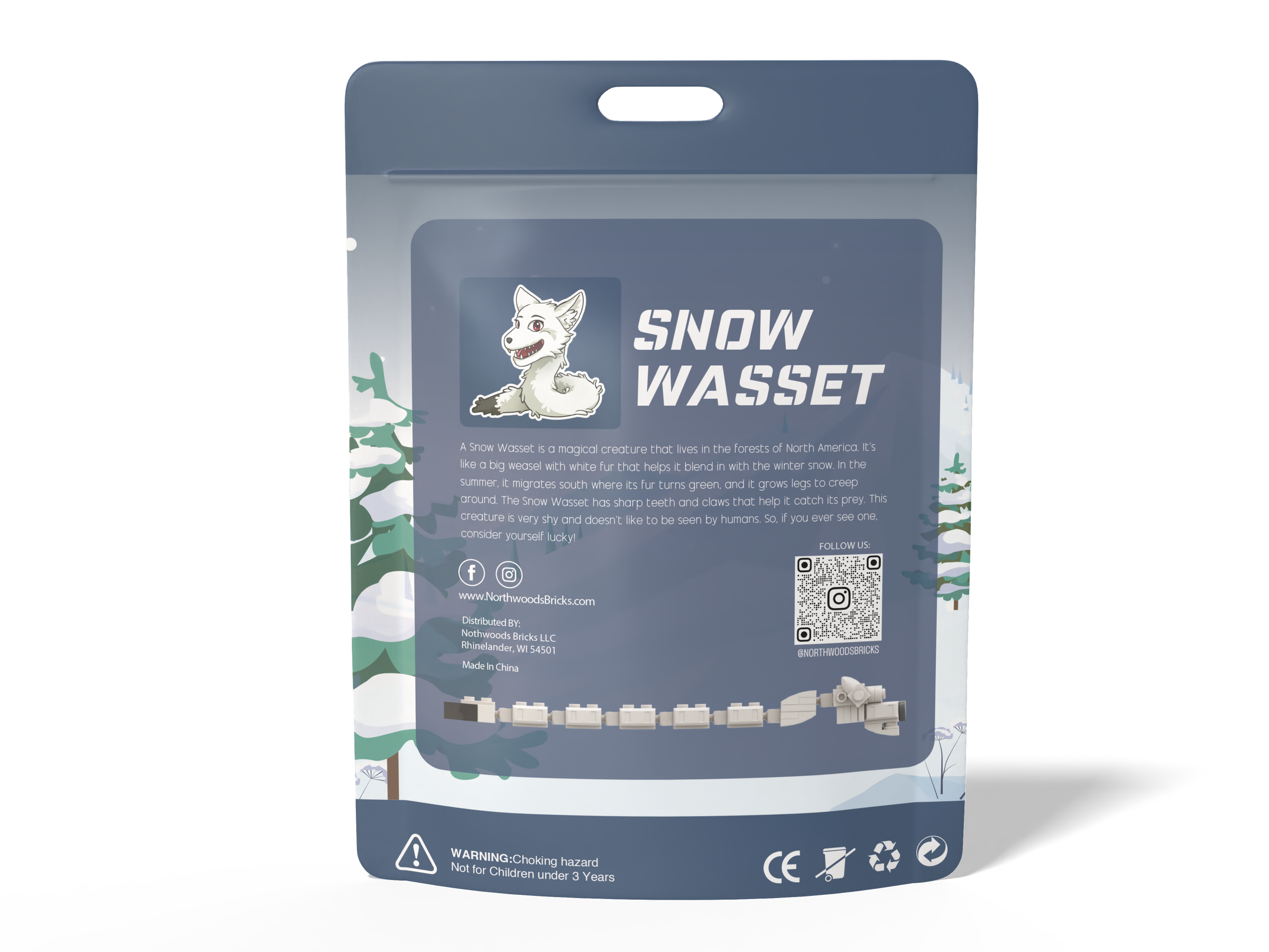 Mini Snow Wasset Brick Set (69 pcs) – Arctic Cryptid Build